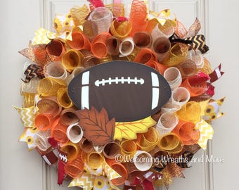 Fall Football Wreath, Fall Wreath, Football Wreath, Colorful Fall Wreath, Fall Mesh Wreath, Fall Door Wreath, Fall Mesh Wreath