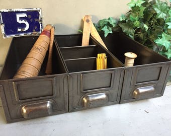 Set of 3 metal industrial lockers