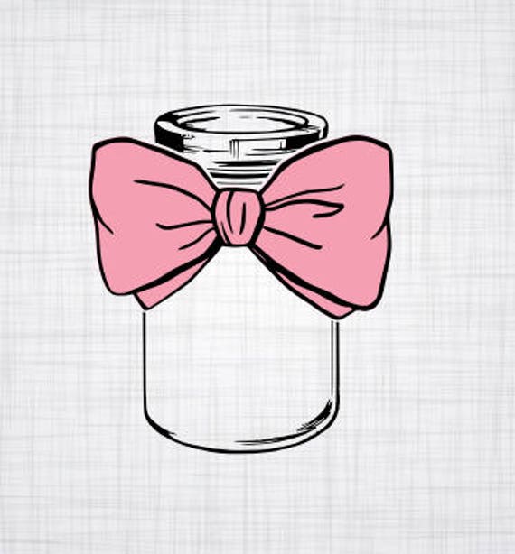 Download Mason Jar SVG Mason jar with bow Cricut Cut File Cameo Cut