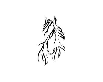 Pretty horse head download, unique equestrian svg, dxf, eps, ai, png, instant download, equine, tribal horse, running horse head download