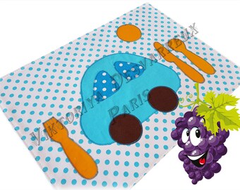 Mantel individual infantil para niño, parte del transporte, Montessori vida práctica, coche del mantel, almuerzo Mat Mantel educativo de niños, regalos de niño,