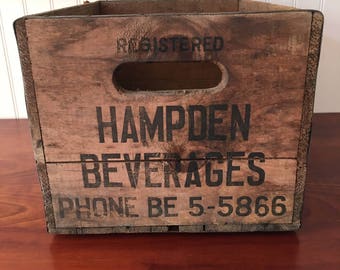 Wood Crate Vintage Hampden Bottling Company Beverage Crate Vintage Wooden Crate Beverages Crate Bottling Wooden Crate Meriden Connecticut