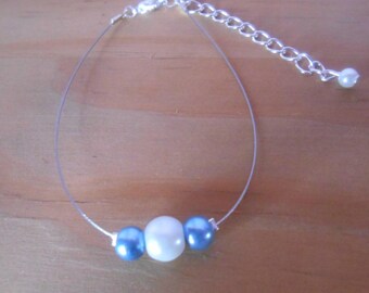 Simple blue and white wedding bracelet