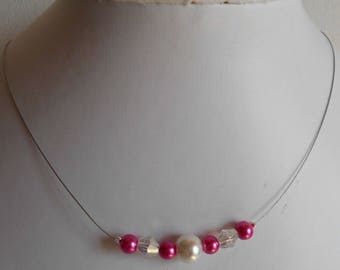 Necklace "collection harmony" fuchsia and ivory