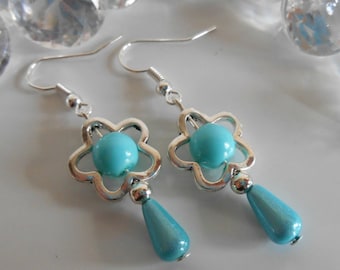 Dangling "Spring"turquoise Flower Earrings