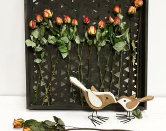 Wall art decoration with dried flowers dried roses