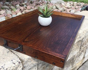 Wooden Tray | Serving Tray | Ottoman Tray | Rustic Tray | Coffee Table Tray | Rustic Home Decor | Tray