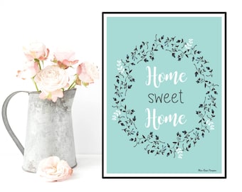Poster quote, Inspirational quote, Scandinavian poster, Wall art decor, Typography quote, Home sweet home, Illustration print, Art print