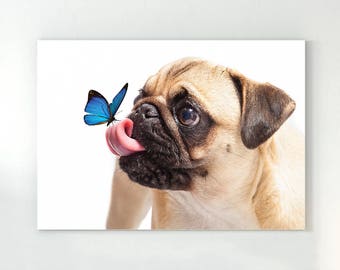 Pug art, origanal pug poster, pug wall art.