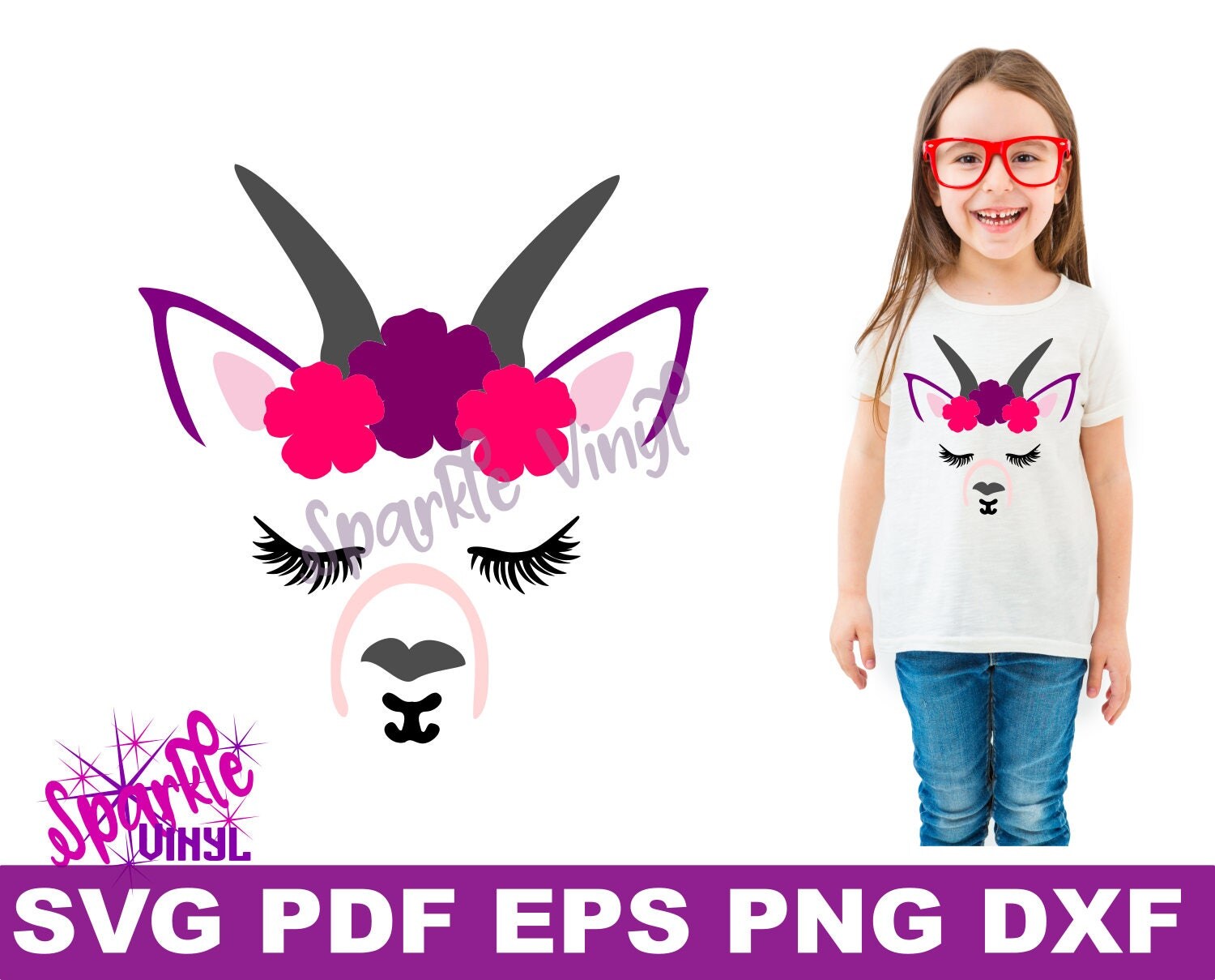 Download Svg Goat Face Flowers Printable Cut file svg dxf eps png eps