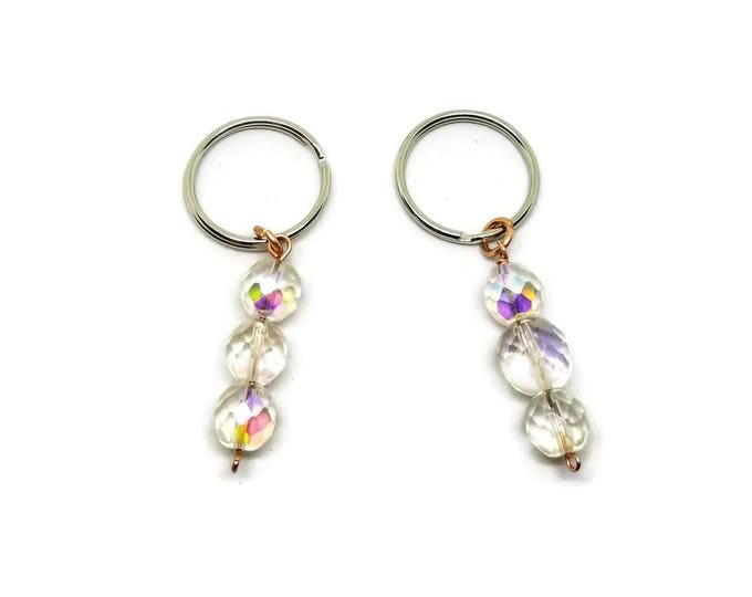 Crystal Bead Keychain, Unique Birthday Gift, Stocking Stuffer, Gifts Under 5, Gift for Her, Unique Keychain, Beaded Keychain