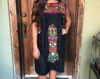 Mexican Dress, Hand Embroidered Dress