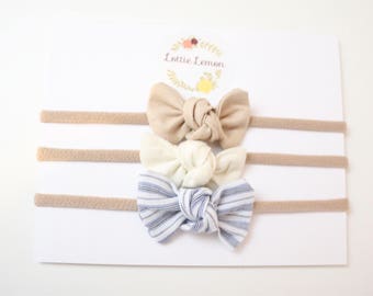 Eliza Bow Trio/ baby headbands/ summer baby bows/ cute baby bows/ baby headbands/ nylon headbands/ floral baby bows