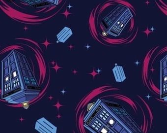 Sale Flannel - Doctor Who Pink Tardis Swirl Flannel Fabric by Springs Creative