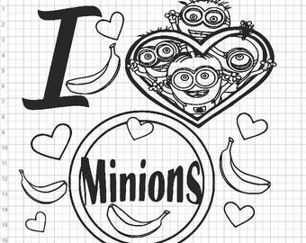 I Love Minions SVG EPS DXF pdf png Cut Files