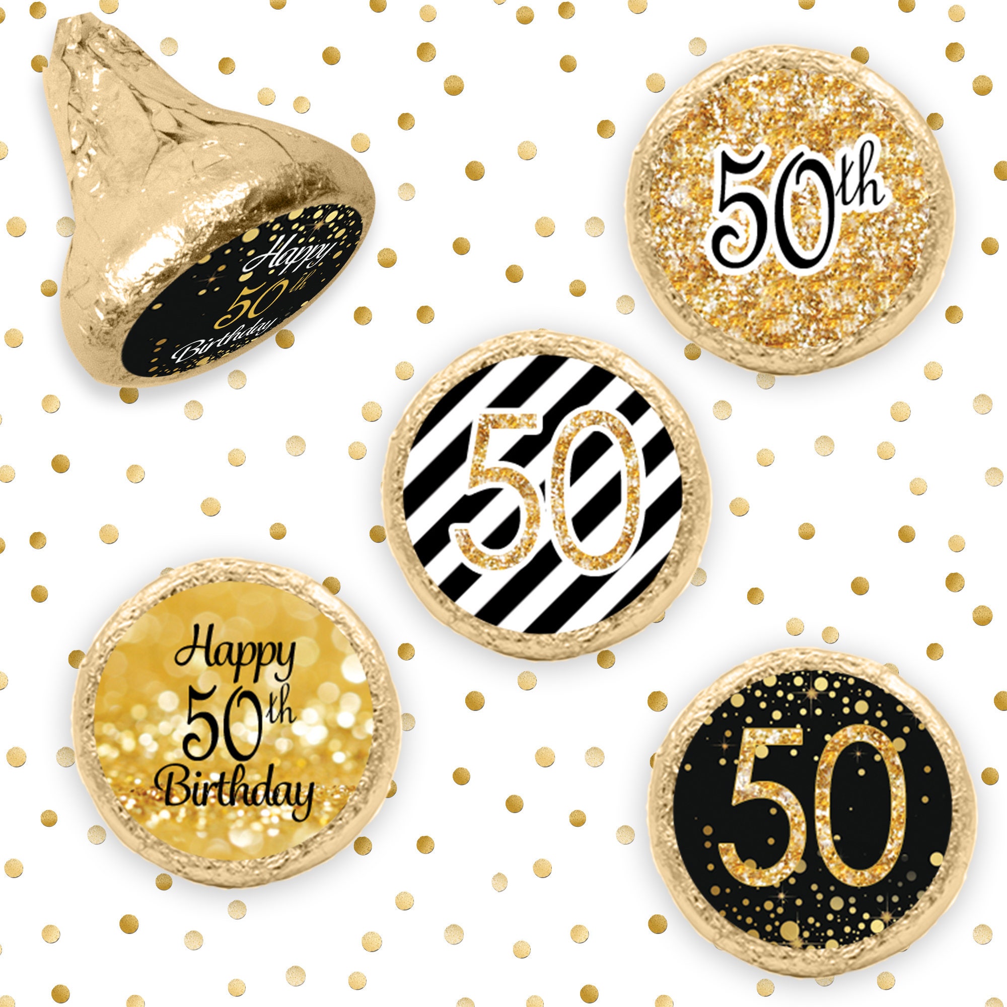  50th Happy Birthday Party Favors Black and Gold 50th 