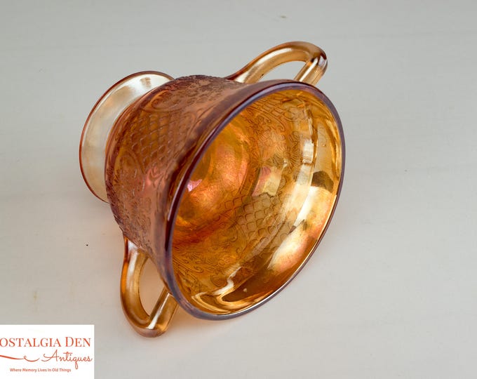 Vintage Footed Sugar and Creamer Set | Normandie Pattern | Iridescent Depression Glass