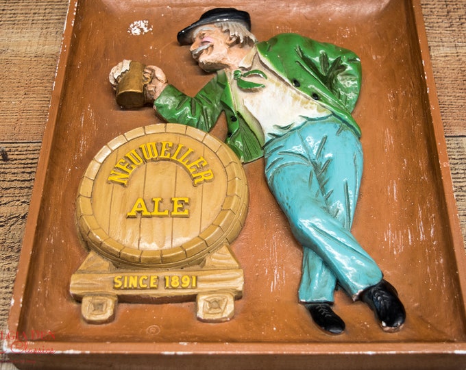 Vintage Louis F Neuweiler Beer And Ale | Chalkware Relief Wall Plaques | Breweriana