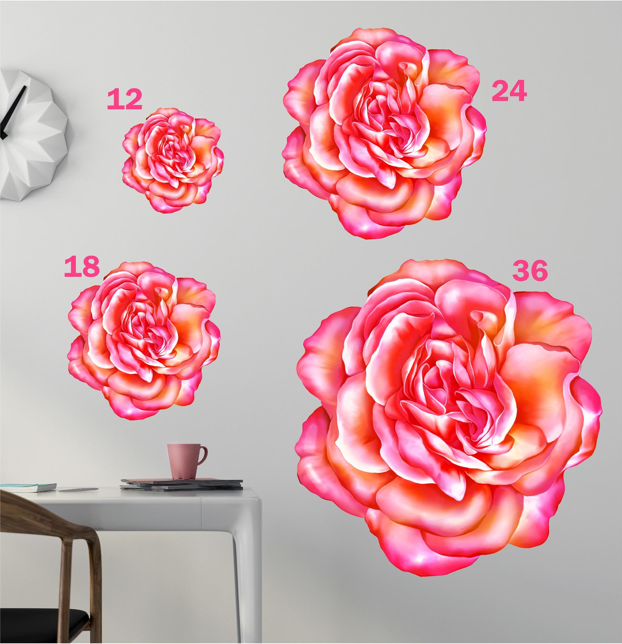Rose Wall Decal Flower Wall Decal Floral Wall Decal