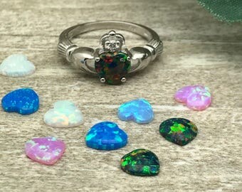 Claddagh Ring, Sterling Silver Claddagh Ring, Women's Claddagh Ring, Irish Clddagh Ring, Irish Clddagh Ring with Lab Opal, Promise Ring