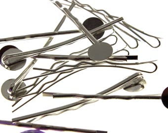 20pcs Bobby Pins - 8mm glue pad - 45mm length - Blank, DIY
