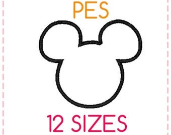 12 SIZES Mickey Mouse Applique Embroidery Design PES Format,Embroidery Designs ,Machine Embroidery,Mickey Mouse Head,Instant Download