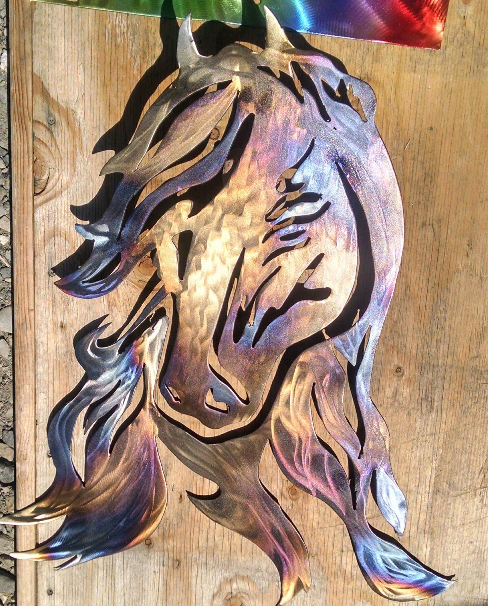 Large horse head metal wall hanging 27 16g thick steel