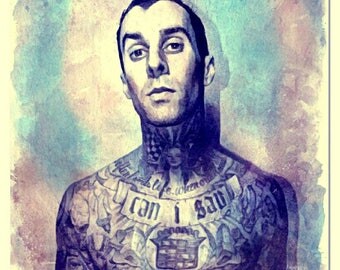 Travis Barker Digital Art Print | Blink 182 Digital Art Print | Matte Paper Print | Original Watercolor Painting | Poster Art Print