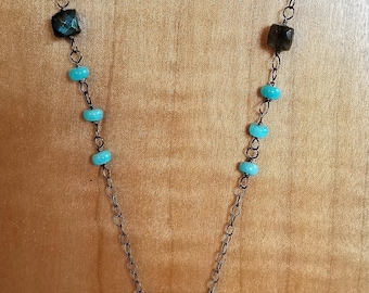 large labradorite/amazonite/sterling silver chain