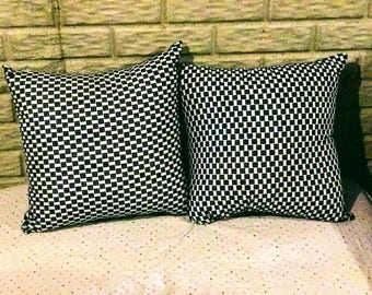 Checkered Ankara throw pillow (set of 2)