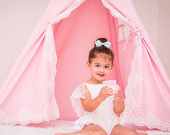 Kids Teepee, Teepee, girls teepee, lace teepee , teepee tent, canvas teepee, nursery decoroors, girl teepee, princess gift, baby girl gift