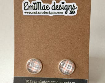 Preppy plaid stud earrings