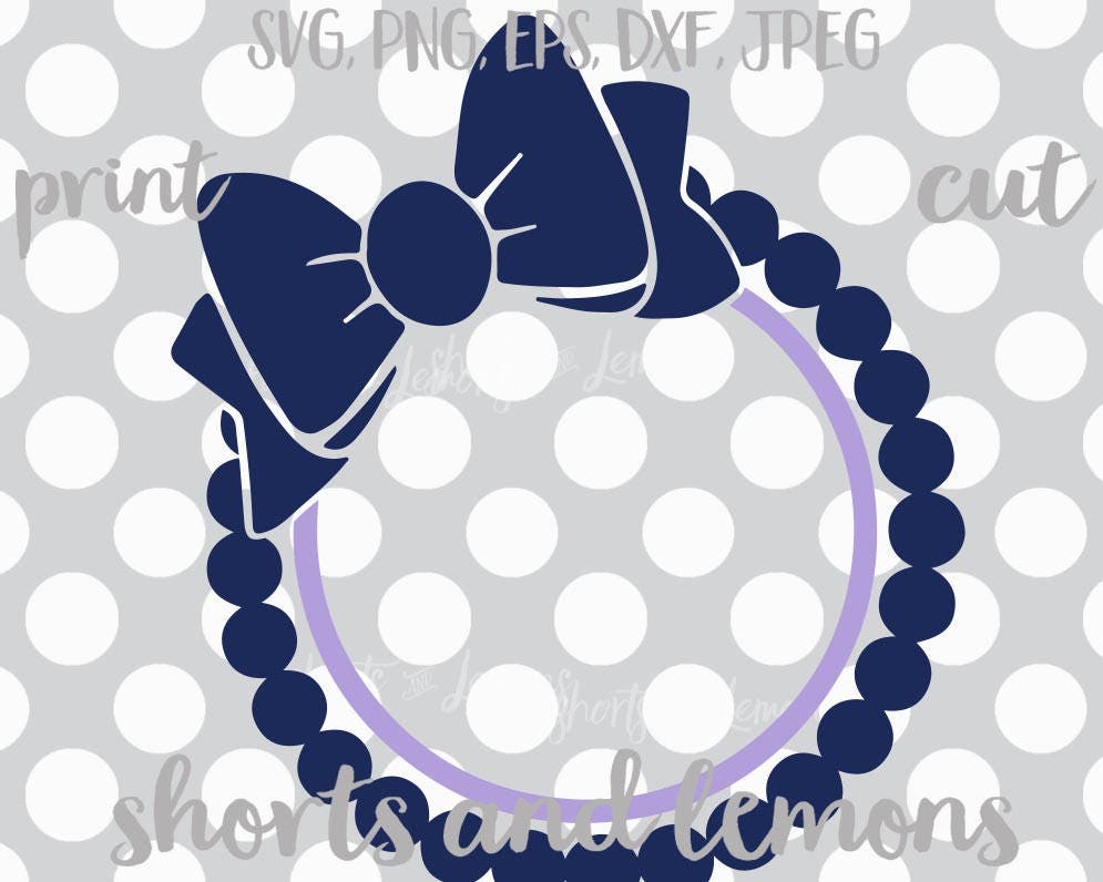 Download Pearl and bow frame, monogram svg, circle bow, pearls svg ...