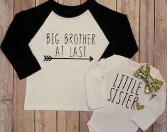 Big Brother, Little Sister, Big Brother Shirt, Little Sister Bodysuit, Sibling Shirts, Pregnancy Announcement, New Baby Announcement