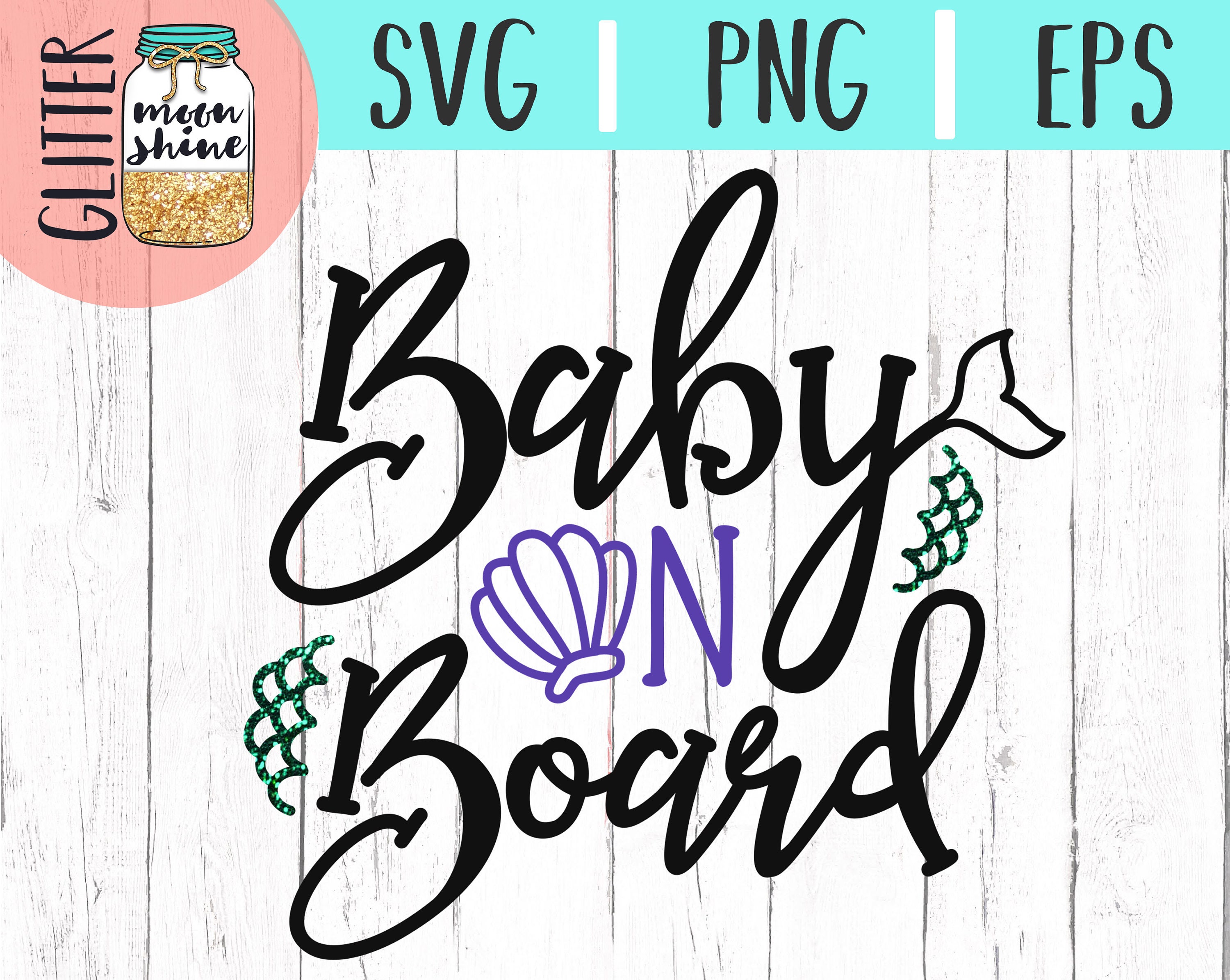 Download Baby Mermaid On Board svg .eps png Files for Cutting Machines