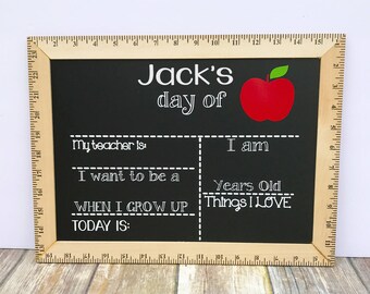 First Day of School Chalkboard, Reusable First Day of School Chalkboard, First Day of School Sign Ruler, Back to School Sign, Ruler Sign