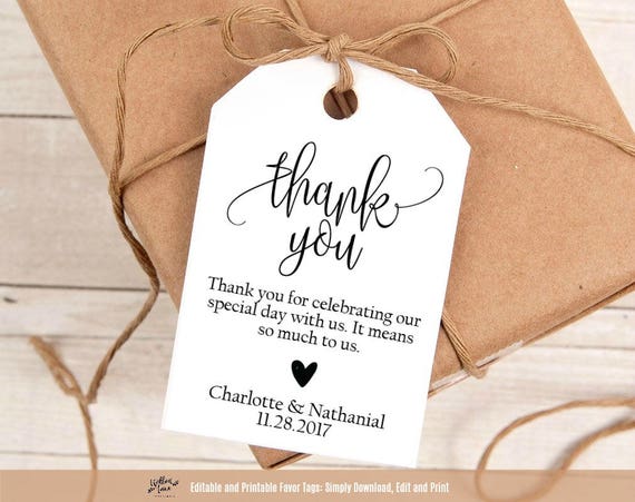 Wedding Favor Tag Printable Thank You Wedding Tags Printable