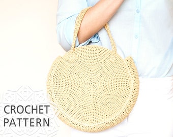 Crochet Bag Pattern, Raffia Bag, Round Bag, Crochet bag, Purse, Handbags, Straw circule bag, Summer Bag, Raphia, Circle purse, Download PDF