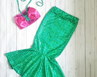 Mermaid tail skirt, girls mermaid outfit, fish scale dress, mermaid dress up, little mermaid skirt, girls maxi skirt