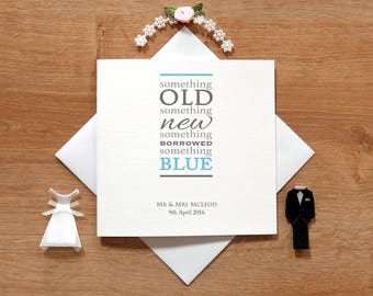 Personalised Something Old, New, Borrowed, Blue Wedding Card - Newly Wed Cards - Cute Wedding Cards - Bridal Party - Wedding Party