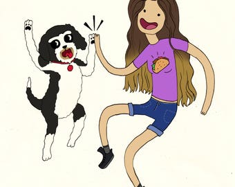 You and your pet as Adventure Time characters! digital illustration | birthday anniversary christmas | let me draw you | Laura Von Burns