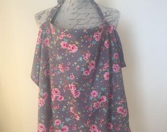 Nursing Cover in Vintage Grey Floral, nursing apron , breastfeeding cover, breastfeeding apron, new mum accessories, gift, baby accessories,