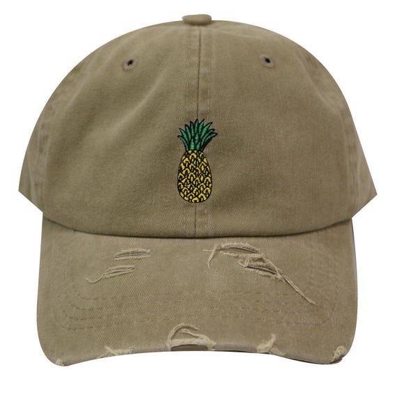 Capsule Design Pineapple Vintage Ripped Cotton Baseball Caps