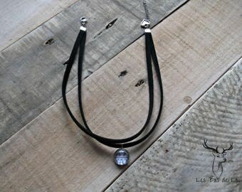 Choker - collier ras de cou - Ajustable - acier inoxydable et métal, suède, double rang, unique et simple, motif aztèque
