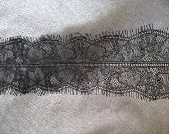 Vintage Black Eyelash Lace Trim 3.74 Inches Wide 3 Yards/ Craft Supplies, WL895