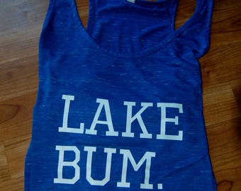 Lake Bum. Tank, Plus Size Fashion, Beach Life, Summer, Lake Life, Plus Size Shirt, Fitness, Vacation Tank, Racerback Tank, Beach Bum Tank