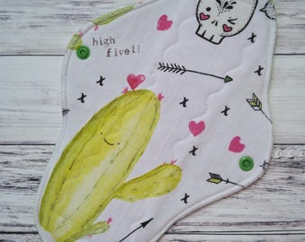 Day Pad Cactus 10" Moderate - Zorb Core - Mama Cloth - Reusable Cloth Pad - Cloth Pantyliners - Menstrual Pad - Period Pads