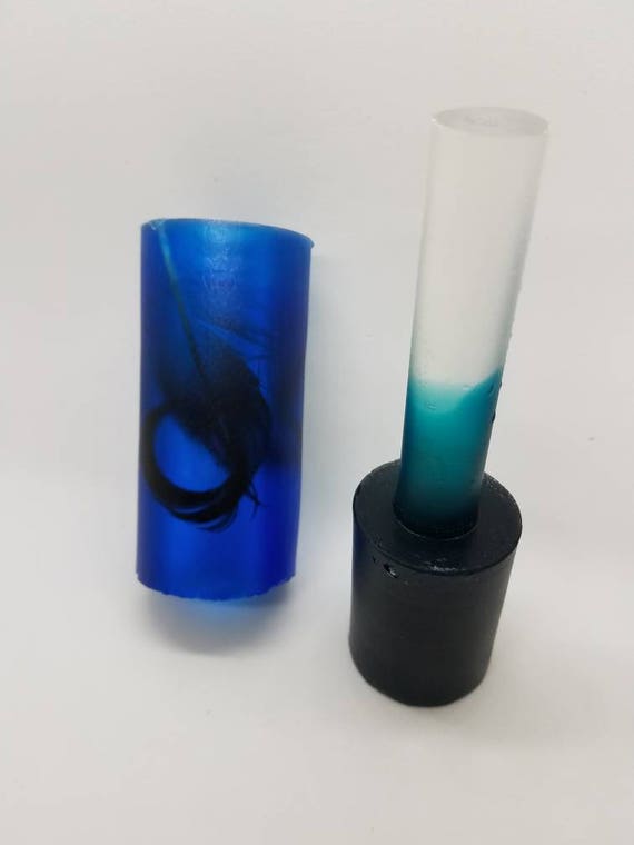 Custom acrylic duck call set with Mallard curl inlay