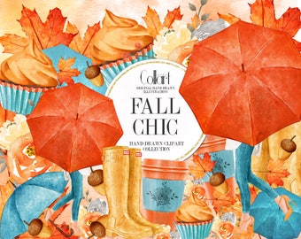 Fall Clipart Autumn Clipart Fashion Illustration, Fall Fashion, Fall Watercolor Illustrations, Autumn Iluustrations, Autumn Planner Stickers