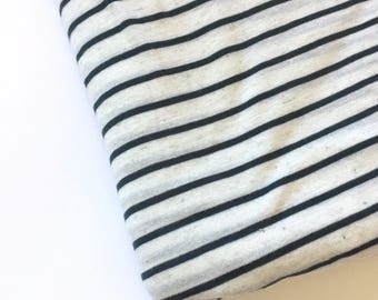 Stripes Jersey Knit Cotton Fabric Grey White Red Green Navy
